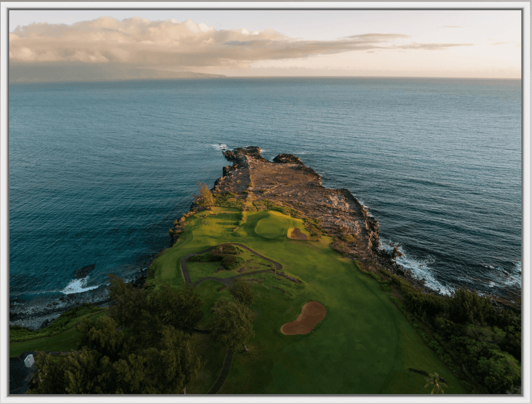 Seaside Challenge - Maui Fine Art Collective - 3500-5500, 800-3500, aerial, Bay Course, Best Wall Artwork, blue, calm, coastal, Corporate Office, Dragon's Teeth, earthy, Garage, green, Hawaii, Hole 16, Home Office, Kapalua Golf, Kapalua Golf Course, Lanai, landscape, Makaluapuna Point, Man Cave, Maui Hawaii Fine Art, Maui Hawaii Wall Art, natural, oceanic, open edition, over-5500, scenic, serene, size-18-x-24, size-30-x-40, size-42-x-56, vibrant