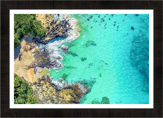 Secret Bay - Maui Fine Art Collective - 3500-5500, 800-3500, beach, Best Wall Artwork, blue, Cove, green, Hawaii, horizontal, Island, Lance Ehrecke, makena, maui, Maui Hawaii Fine Art Photography, Maui Hawaii Wall Art, new arrivals, New Moments, ocean, open-edition, over-5500, Palm Trees, palm-tree, Reef, rocks, sand, size-16x-24, size-24-x-36, size-32-x-52, size-40-x-60, teal, waves