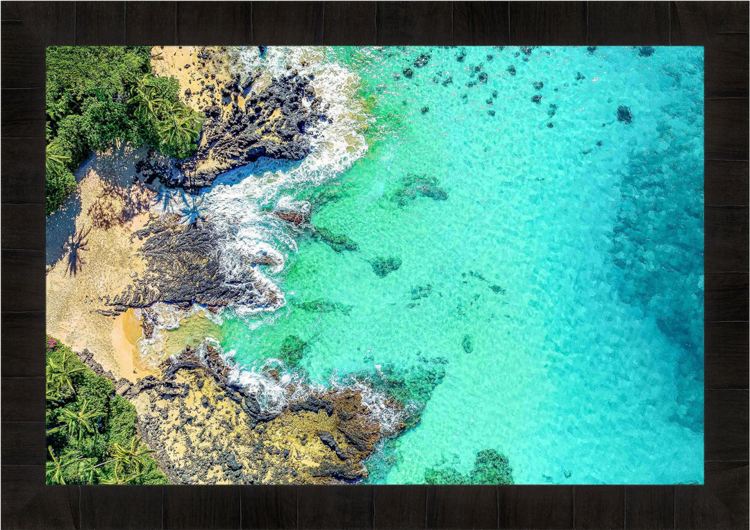 Secret Bay - Maui Fine Art Collective - 3500-5500, 800-3500, beach, Best Wall Artwork, blue, Cove, green, Hawaii, horizontal, Island, Lance Ehrecke, makena, maui, Maui Hawaii Fine Art Photography, Maui Hawaii Wall Art, new arrivals, New Moments, ocean, open-edition, over-5500, Palm Trees, palm-tree, Reef, rocks, sand, size-16x-24, size-24-x-36, size-32-x-52, size-40-x-60, teal, waves