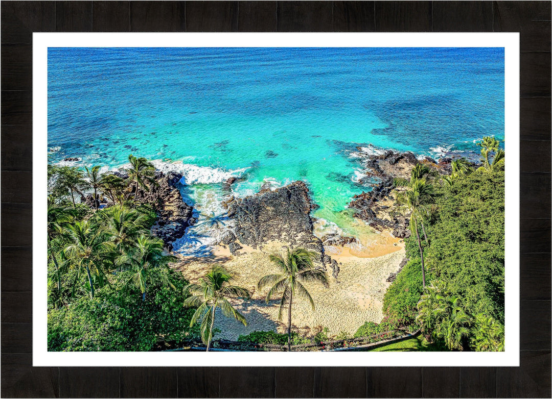 Secrets - Maui Fine Art Collective - 3500-5500, 800-3500, beach, Best Moments, Best Sellers, Best Wall Artwork, black, blue, Cove, green, Hawaii, horizontal, Island, Lance Ehrecke, makena, maui, Maui Hawaii Fine Art Photography, Maui Hawaii Wall Art, ocean, open-edition, over-5500, Palm Trees, palm-tree, Reef, rocks, sand, size-16x-24, size-24-x-36, size-40-x-60, teal, waves