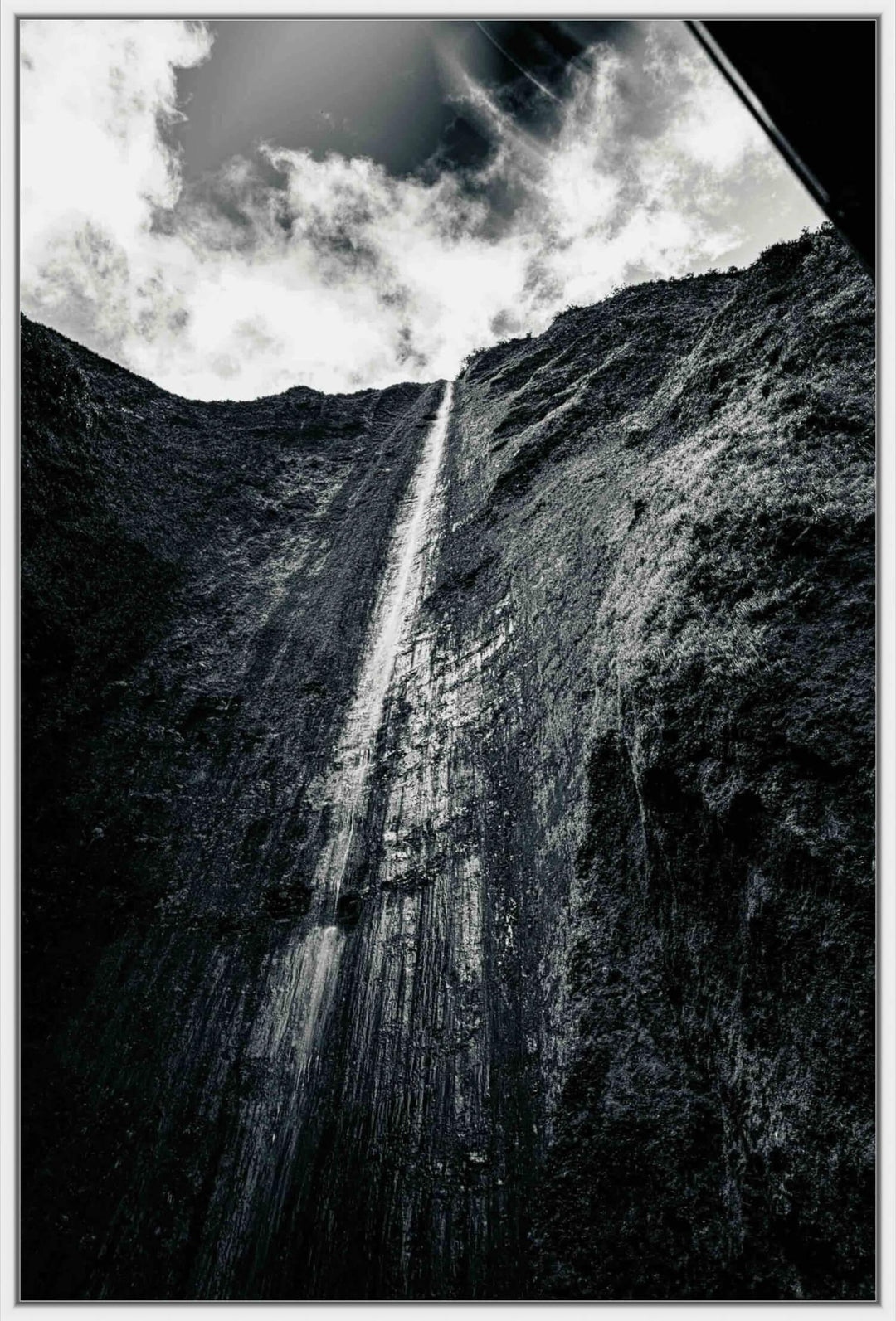 Skyward Spectacular | The Awe of Maui's Tallest Falls - Maui Fine Art Collective - Abstract, Acrylic, Artwork, Best Wall Artwork, Black & White, Canvas, Hawaii, Helicopter, Island, Lance Ehrecke, maui, Maui Hawaii Fine Art Photography, Maui Hawaii Wall Art, Metal, Moody, Mountains, new arrivals, New Moments, open-edition, Prints, rocks, size-16-x-24, size-24-x-36, size-40-x-60, vertical, Visual Artwork, Water, Waterfalls, White