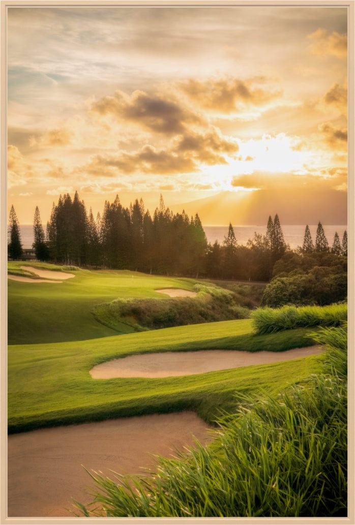 Sunset's Gateway - Maui Fine Art Collective - 3500-5500, 800-3500, Acrylic, Artwork, Best Wall Artwork, Canvas, Golf, Golf Course, Hawaii, Hole 1, Island, Kapalua, Kapalua Golf, Lance Ehrecke, maui, Maui Hawaii Fine Art Photography, Maui Hawaii Wall Art, Metal, open-edition, over-5500, Plantation Course, Prints, size-16-x-24, size-24-x-36, size-40-x-60, vertical, Visual Artwork