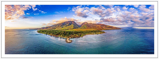 The Landings - Maui Fine Art Collective - 3500-5500, 800-3500, aerial, beach, Best Wall Artwork, black, blue, clouds, green, Hawaii, Island, Lance Ehrecke, maui, Maui Hawaii Fine Art Photography, Maui Hawaii Wall Art, ocean, olowalu, open-edition, over-5500, panoramic, Reef, rocks, sand, size-20-x-60, size-30-x-90, teal, Water, waves