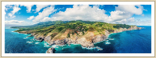 Waihee Wonders - Maui Fine Art Collective - 3500-5500, 800-3500, aerial, Best Wall Artwork, blue, clouds, Coast, green, Hawaii, Island, Lance Ehrecke, maui, Maui Hawaii Fine Art Photography, Maui Hawaii Wall Art, new arrivals, New Moments, ocean, open-edition, over-5500, panoramic, size-20-x-60, size-30-x-90, teal, Waihee, Water, waves