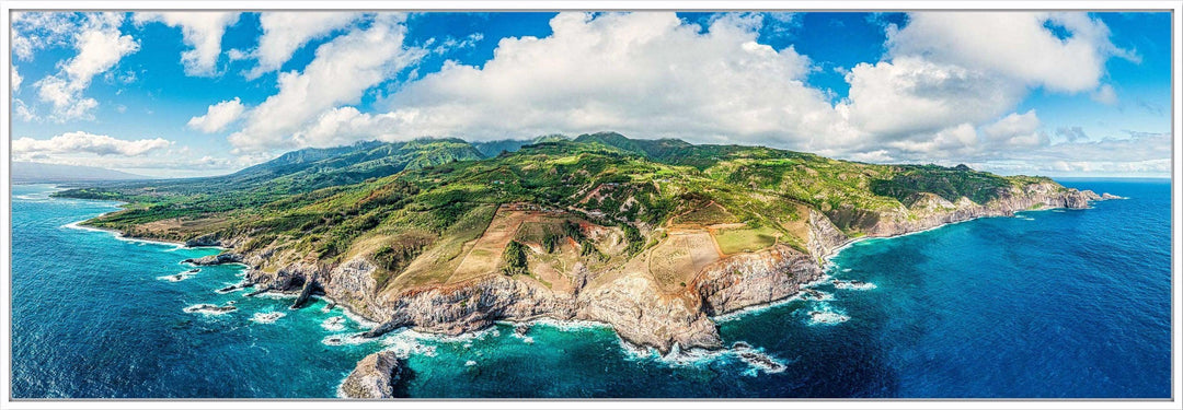 Waihee Wonders - Maui Fine Art Collective - 3500-5500, 800-3500, aerial, Best Wall Artwork, blue, clouds, Coast, green, Hawaii, Island, Lance Ehrecke, maui, Maui Hawaii Fine Art Photography, Maui Hawaii Wall Art, new arrivals, New Moments, ocean, open-edition, over-5500, panoramic, size-20-x-60, size-30-x-90, teal, Waihee, Water, waves