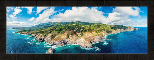 Waihee Wonders - Maui Fine Art Collective - 3500-5500, 800-3500, aerial, Best Wall Artwork, blue, clouds, Coast, green, Hawaii, Island, Lance Ehrecke, maui, Maui Hawaii Fine Art Photography, Maui Hawaii Wall Art, new arrivals, New Moments, ocean, open-edition, over-5500, panoramic, size-20-x-60, size-30-x-90, teal, Waihee, Water, waves