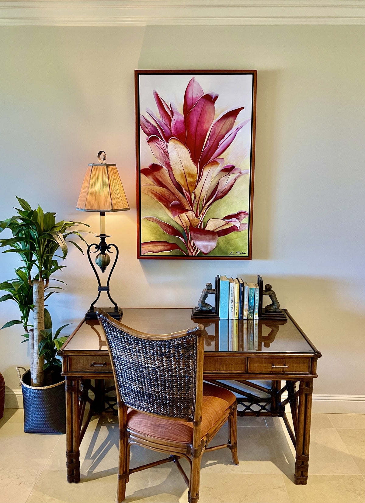 Wailea Ti signed and framed above a desk