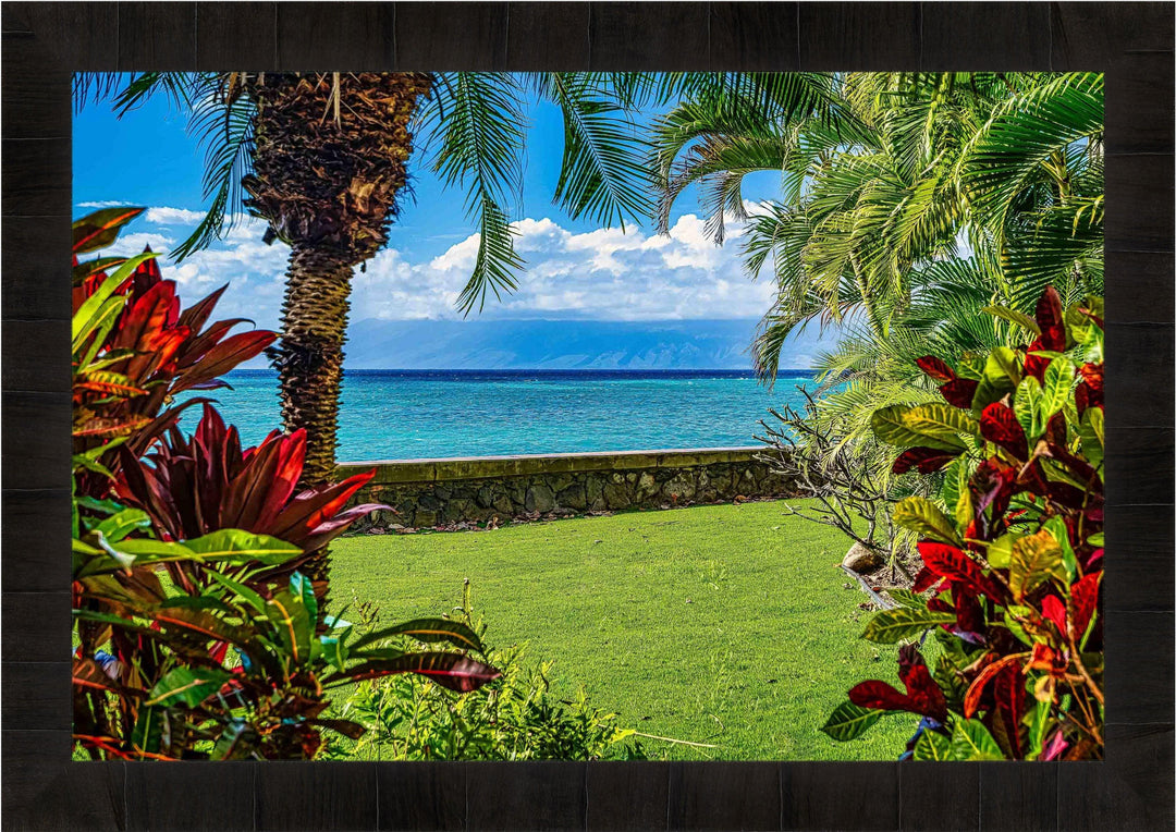 Wonderful Window - Maui Fine Art Collective - 3500-5500, 800-3500, Best Wall Artwork, blue, green, Hawaii, horizontal, Island, lahaina, Lance Ehrecke, maui, Maui Hawaii Fine Art Photography, Maui Hawaii Wall Art, ocean, open-edition, over-5500, Palm Trees, palm-tree, rocks, size-16x-24, size-24-x-36, size-40-x-60, teal, waves